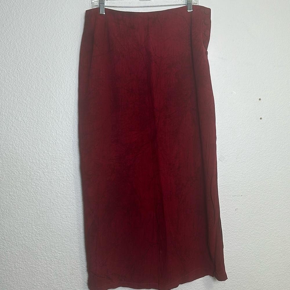 Vintage Red Tie Dye Side Leg Split Skirt Womens 14 Whimsigoth Witchy Festival